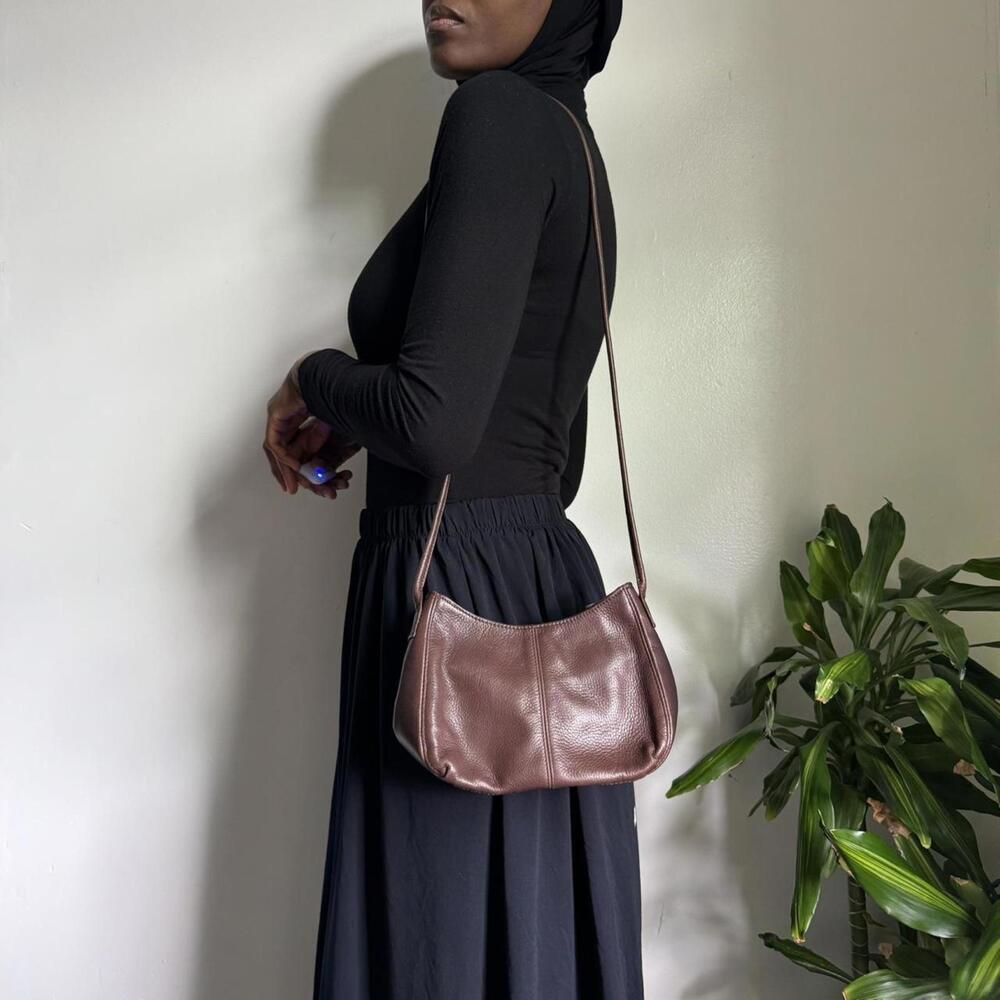 Vintage Fossil boho grunge Brown leather mini‎ shoulder bag